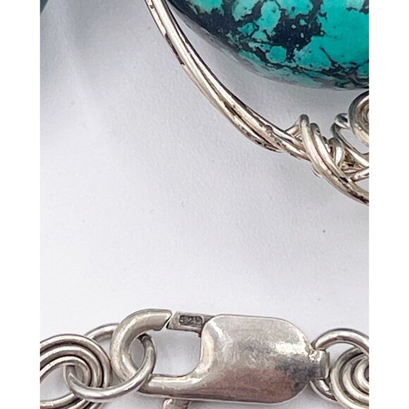 Handmade Sterling Silver Turquoise Statement Necklace Large Oval Gemstones 96g - Picture 13 of 13